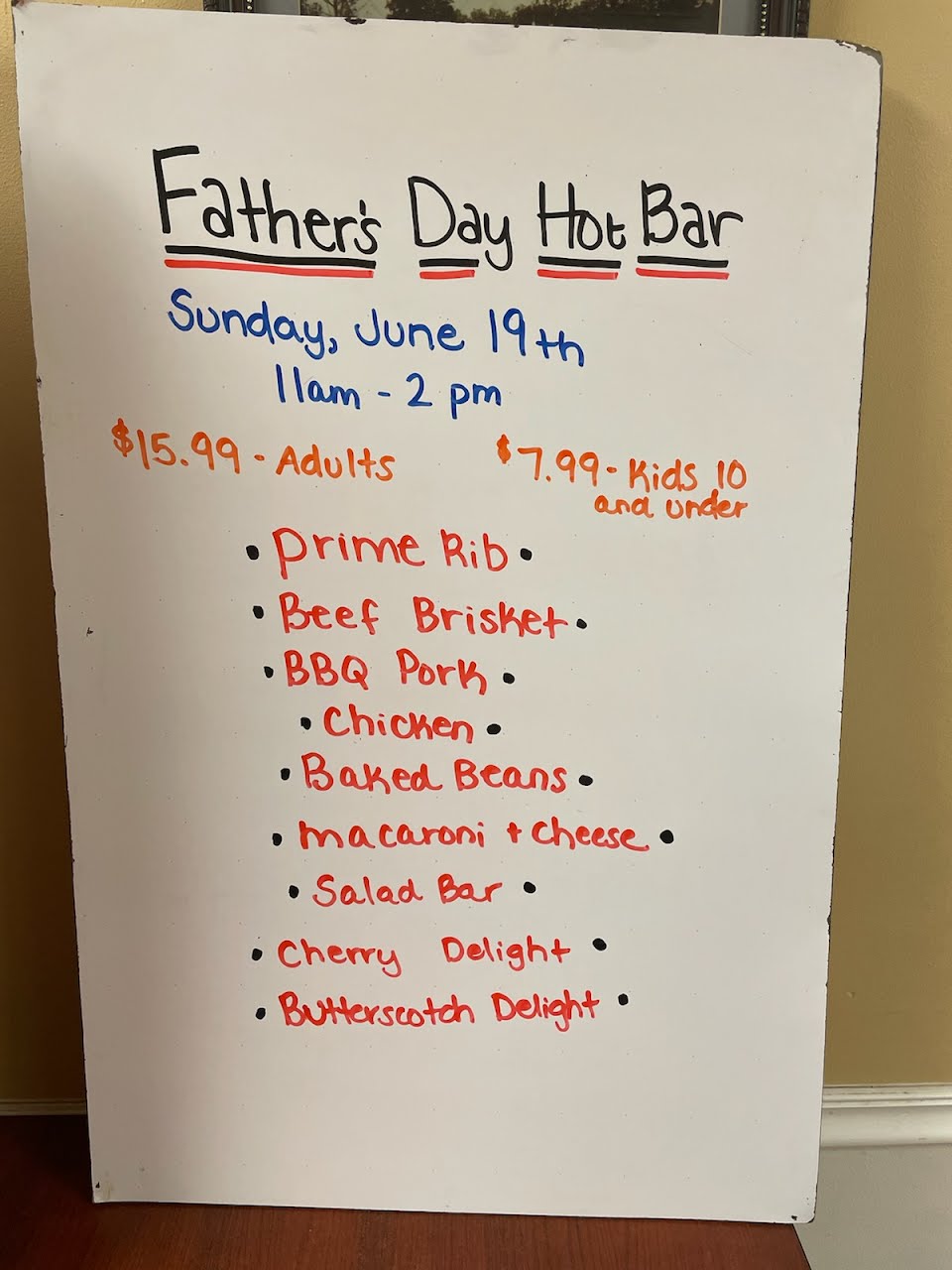 Fathers Day Hot Bar Buffet