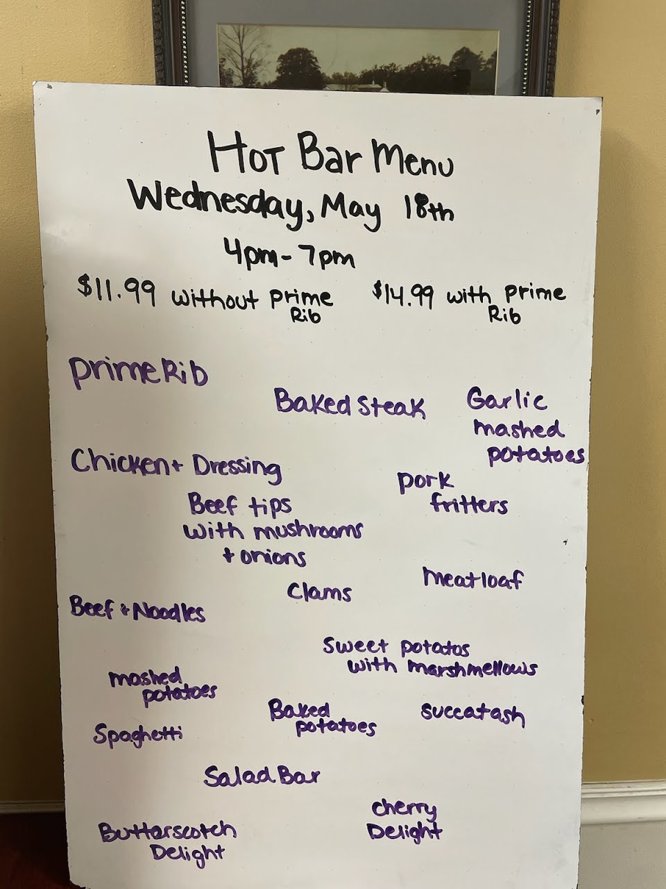Hot Bar Buffet Menu